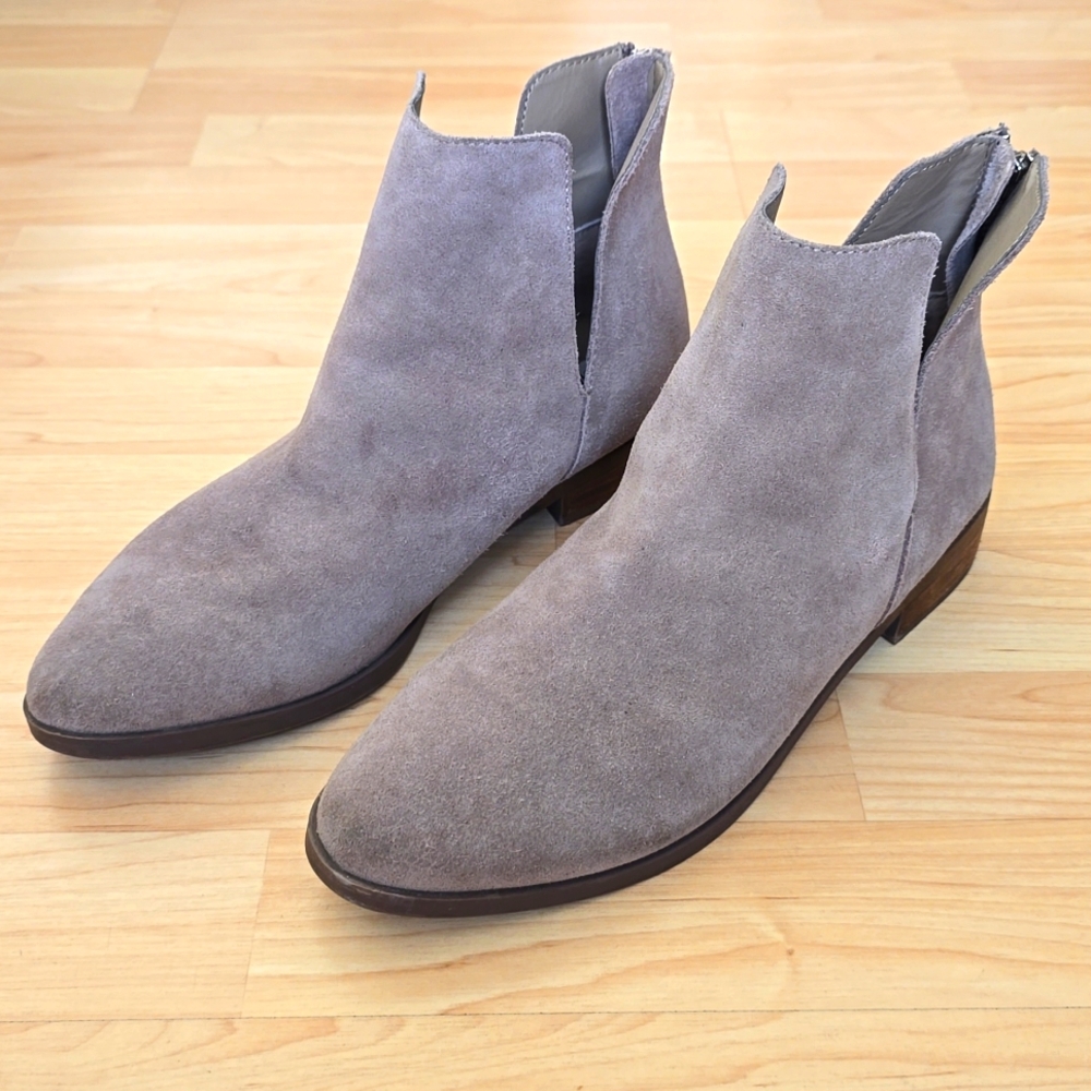 Steve Madden Suede Leather Ankle Booties Back Zipper Shoes Tan US 9.5M